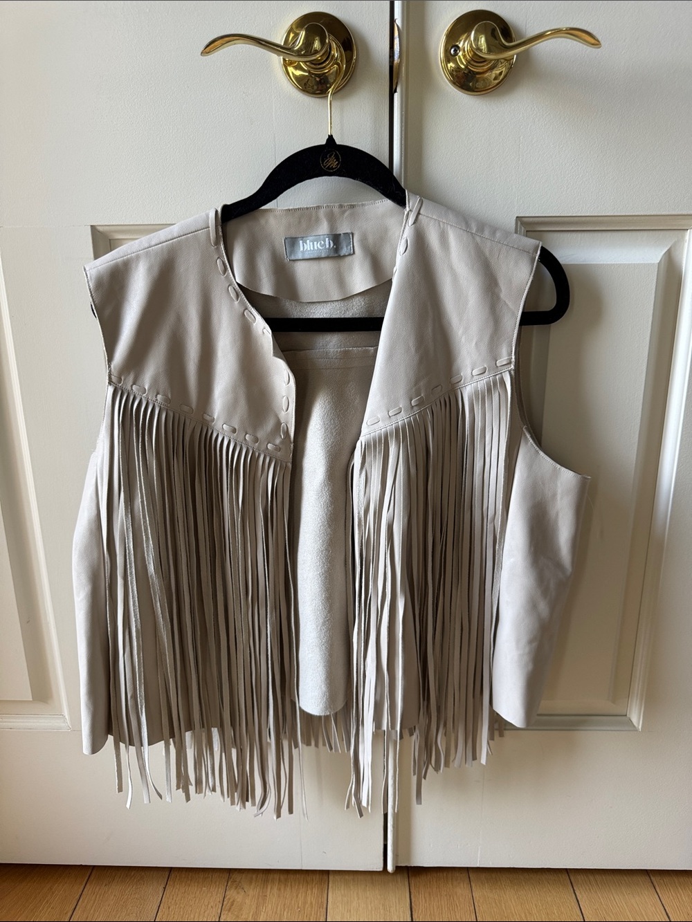 Biltmore Beige Leather Fringe Vest